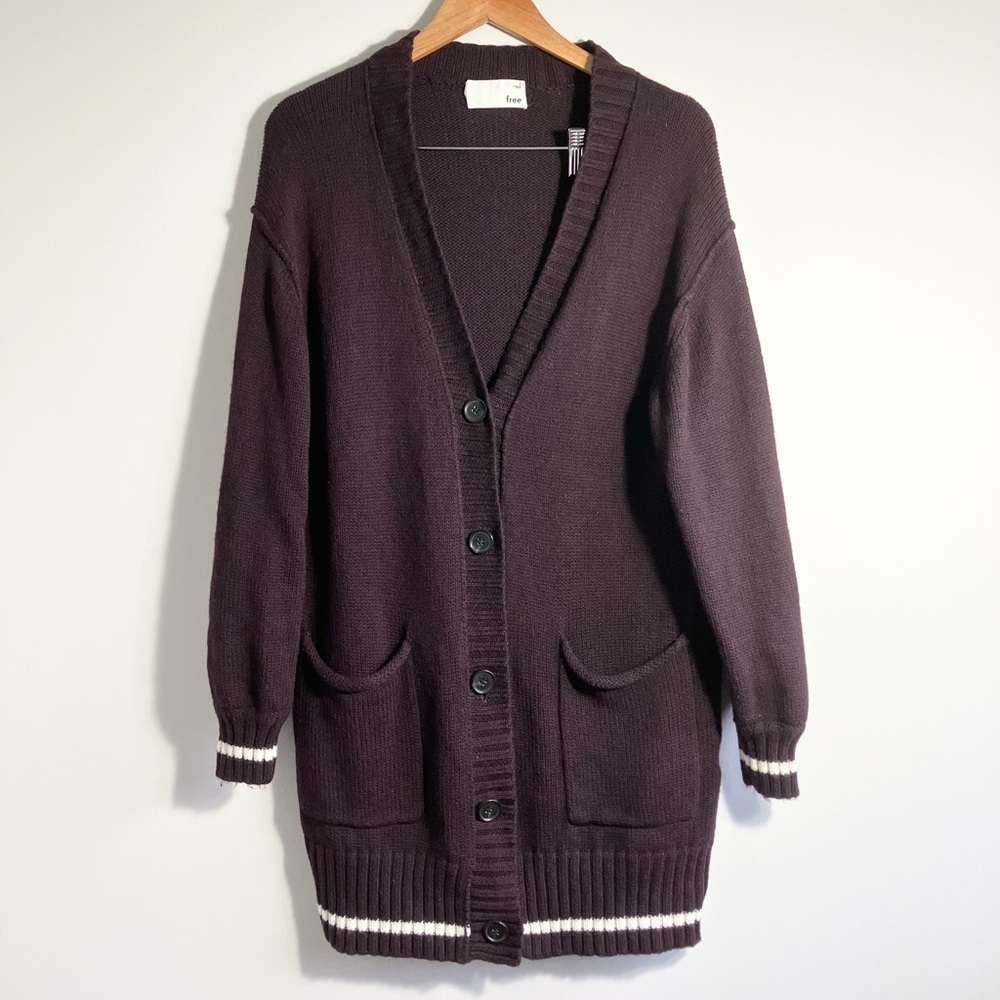 Aritzia Wilfred Free Velzen Dark maroon Cardigan sweater with Pockets wool